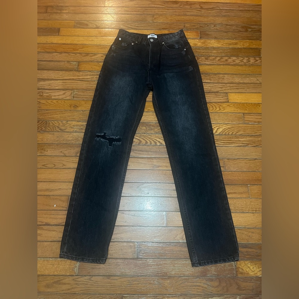 ZGY Men's Classic Black Straight Jeans